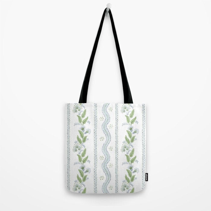 Soft Blue Green Emma Stripe Tote Bag Gallery Image 2