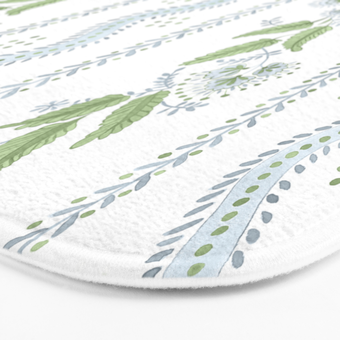 Soft Blue Green Emma Stripe Bath Mat Gallery Image 3