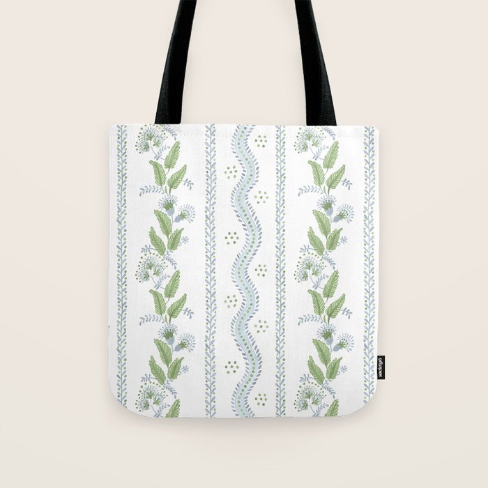 Soft Blue Green Emma Stripe Tote Bag Gallery Image 1