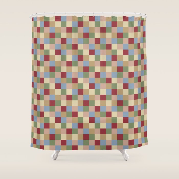 Bold Vintage Checks Pattern - Small XXI Shower Curtain Gallery Image 1