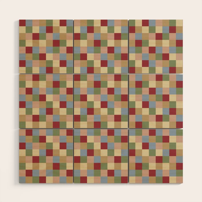 Bold Vintage Checks Pattern - Small XXI Wood Wall Art Gallery Image 1