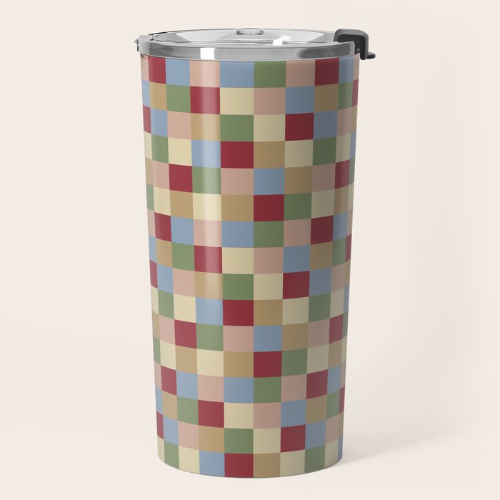 Bold Vintage Checks Pattern - Small XXI Travel Mug Gallery Image 2