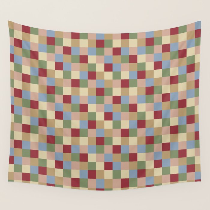 Bold Vintage Checks Pattern - Small XXI Wall Tapestry Gallery Image 1