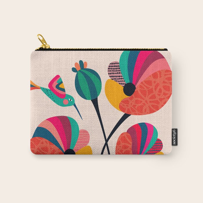 Poppies & Hummingbird Carry All Pouch Gallery Image 1
