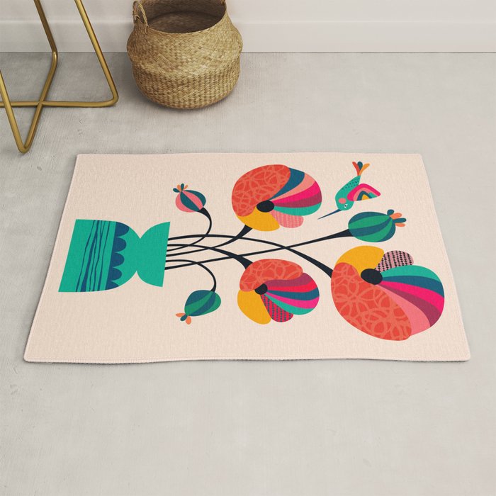 Poppies & Hummingbird Rug Gallery Image 1