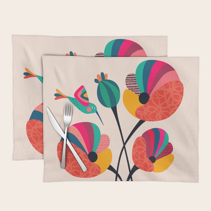Poppies & Hummingbird Placemat Gallery Image 1