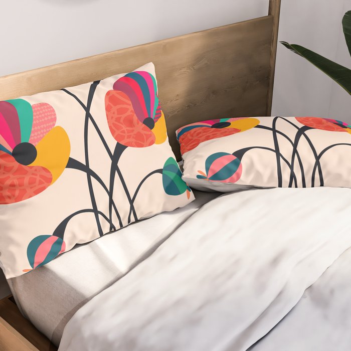 Poppies & Hummingbird Pillow Sham Gallery Image 2