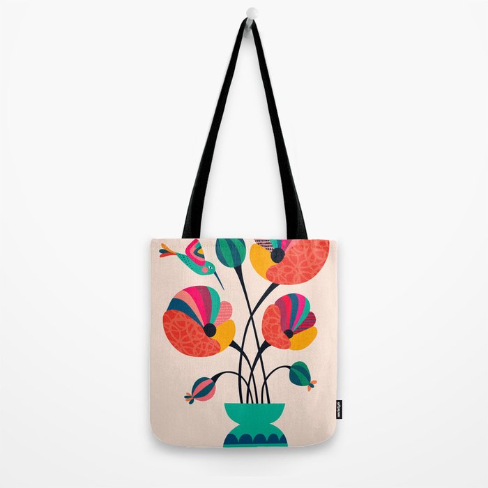 Poppies & Hummingbird Tote Bag Gallery Image 2