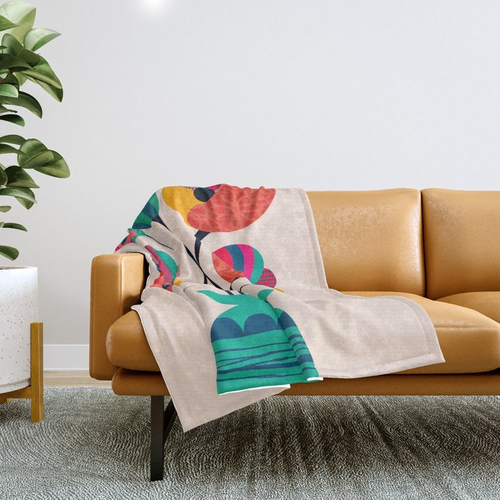 Poppies & Hummingbird Throw Blanket Gallery Image 1