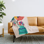 Poppies & Hummingbird Throw Blanket Gallery Image 1