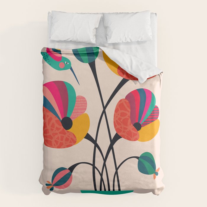 Poppies & Hummingbird Duvet Cover Gallery Image 6
