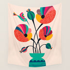 Poppies & Hummingbird Wall Tapestry Gallery Image 4