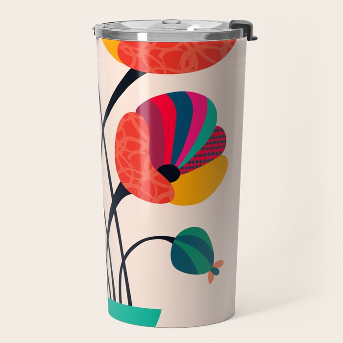 Poppies & Hummingbird Travel Mug Gallery Image 2
