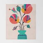 Poppies & Hummingbird Throw Blanket Gallery Image 2