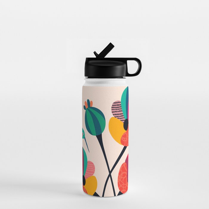 Poppies & Hummingbird Water Bottle Gallery Image 1