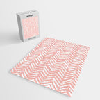Pink, Boho, Abstract, Herringbone Pattern Jigsaw Puzzle Gallery Image 2