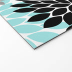 Aqua Black Gray Flower Burst Floral Pattern Welcome Mat Gallery Image 2