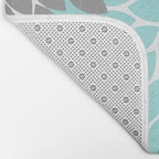 Aqua Black Gray Flower Burst Floral Pattern Bath Mat Gallery Image 2