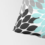 Aqua Black Gray Flower Burst Floral Pattern Pillow Sham Gallery Image 4