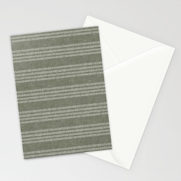 farmhouse stitch - olive Stationery Card Gallery Image 2