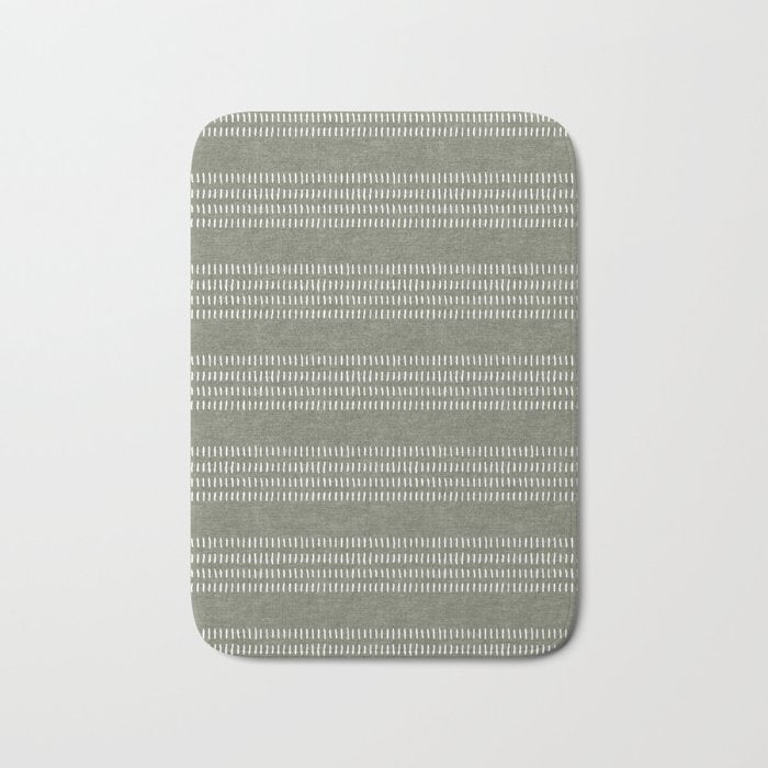 farmhouse stitch - olive Bath Mat Gallery Image 1