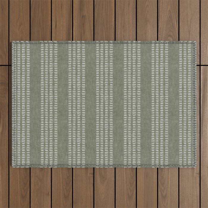 farmhouse stitch - olive Outdoor Rug Gallery Image 1