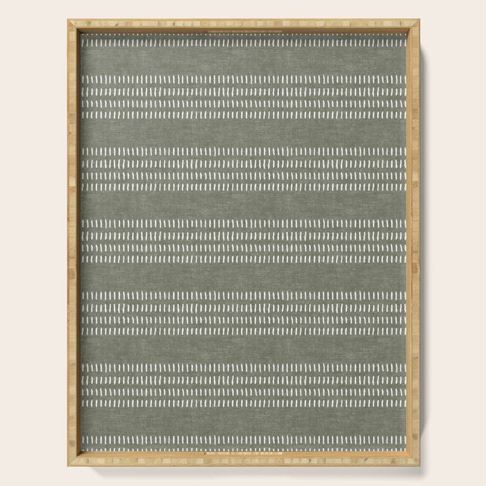 farmhouse stitch - olive Serving Tray Gallery Image 1