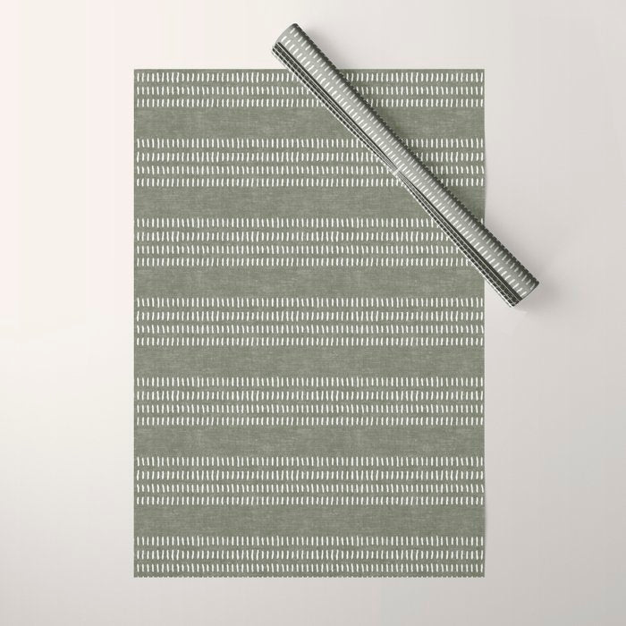 farmhouse stitch - olive Wrapping Paper Gallery Image 1