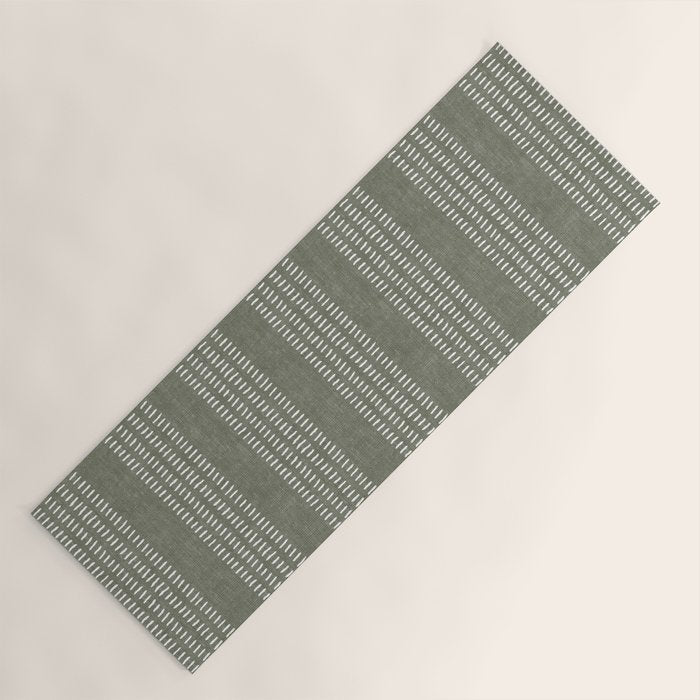 farmhouse stitch - olive Yoga Mat Gallery Image 1