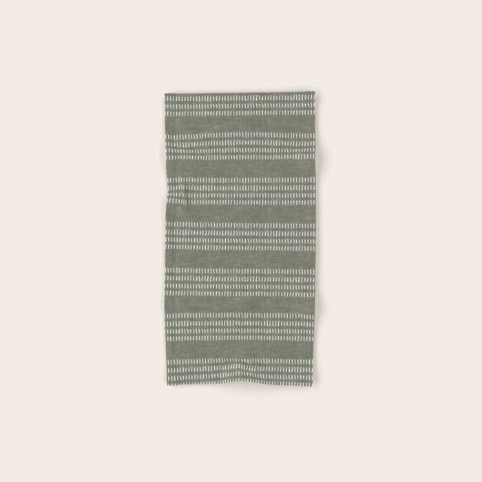 farmhouse stitch - olive Bath Towel Gallery Image 1