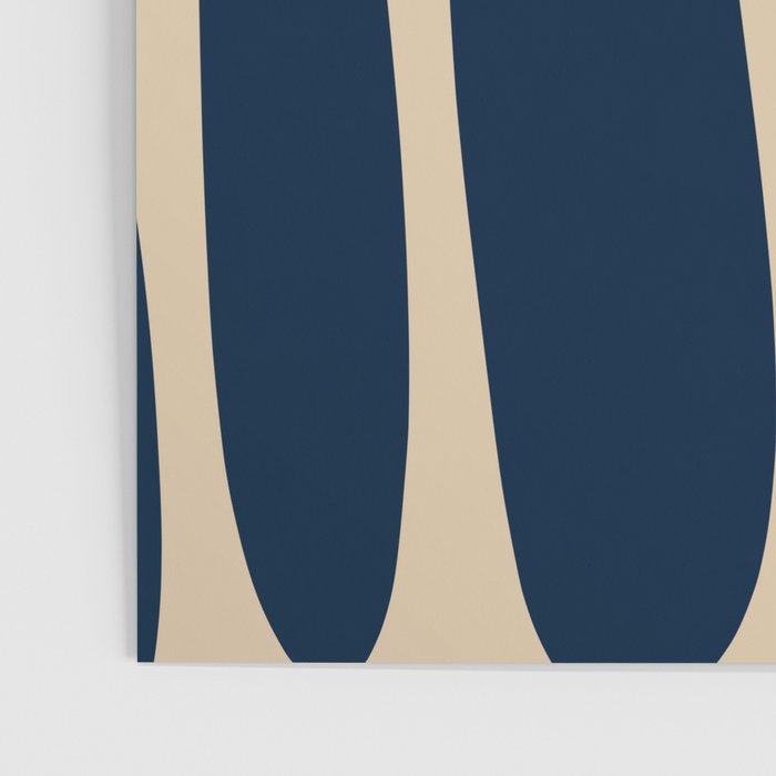 Mid Century Modern Abstract Kwaito Pattern Beige and Navy Blue Poster Gallery Image 3