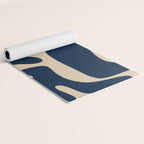 Mid Century Modern Abstract Kwaito Pattern Beige and Navy Blue Yoga Mat Gallery Image 2
