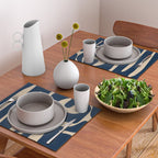 Mid Century Modern Abstract Kwaito Pattern Beige and Navy Blue Placemat Gallery Image 2