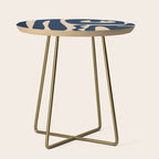 Mid Century Modern Abstract Kwaito Pattern Beige and Navy Blue Side Table Gallery Image 1