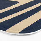 Mid Century Modern Abstract Kwaito Pattern Beige and Navy Blue Bath Mat Gallery Image 3