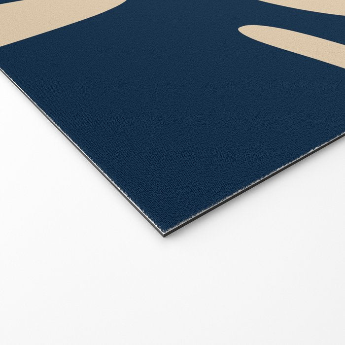Mid Century Modern Abstract Kwaito Pattern Beige and Navy Blue Welcome Mat Gallery Image 2