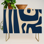 Mid Century Modern Abstract Kwaito Pattern Beige and Navy Blue Credenza Gallery Image 1
