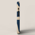 Mid Century Modern Abstract Kwaito Pattern Beige and Navy Blue iPhone Case Gallery Image 2