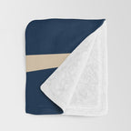 Mid Century Modern Abstract Kwaito Pattern Beige and Navy Blue Throw Blanket Gallery Image 3