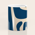 Mid Century Modern Abstract Kwaito Pattern Beige and Navy Blue Coffee Mug Gallery Image 4