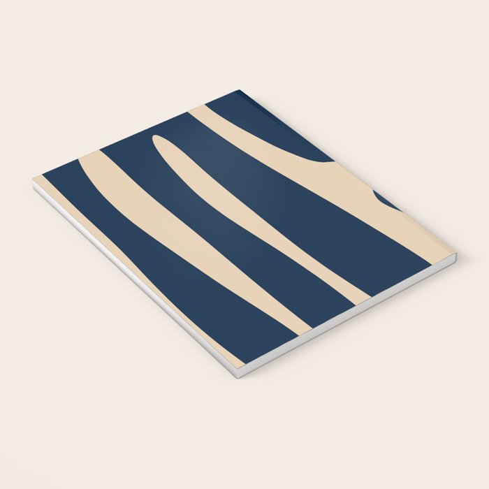Mid Century Modern Abstract Kwaito Pattern Beige and Navy Blue Notebook Gallery Image 3