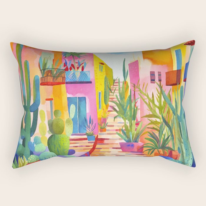Tropical Caribbean Village Rural Charm Rectangular Pillow Gallery Image 2