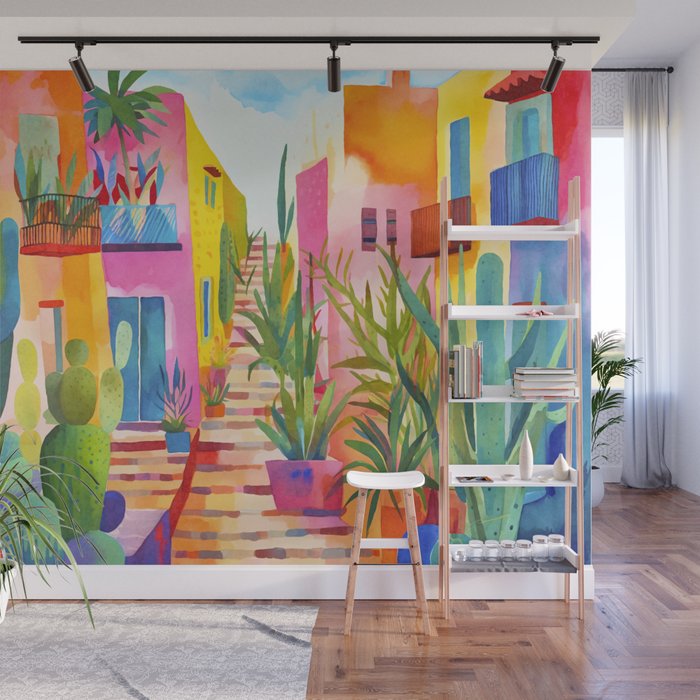 Tropical Caribbean Village Rural Charm Wall Mural Gallery Image 1