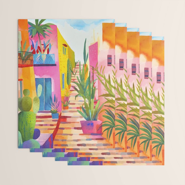 Tropical Caribbean Village Rural Charm Wrapping Paper Gallery Image 3
