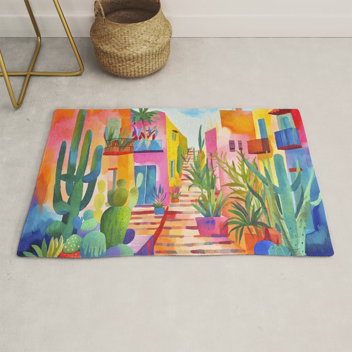 Tropical Caribbean Village Rural Charm Rug Gallery Image 1