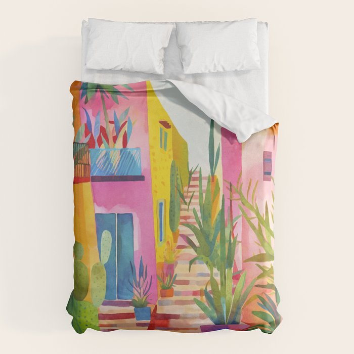 Tropical Caribbean Village Rural Charm Duvet Cover Gallery Image 6