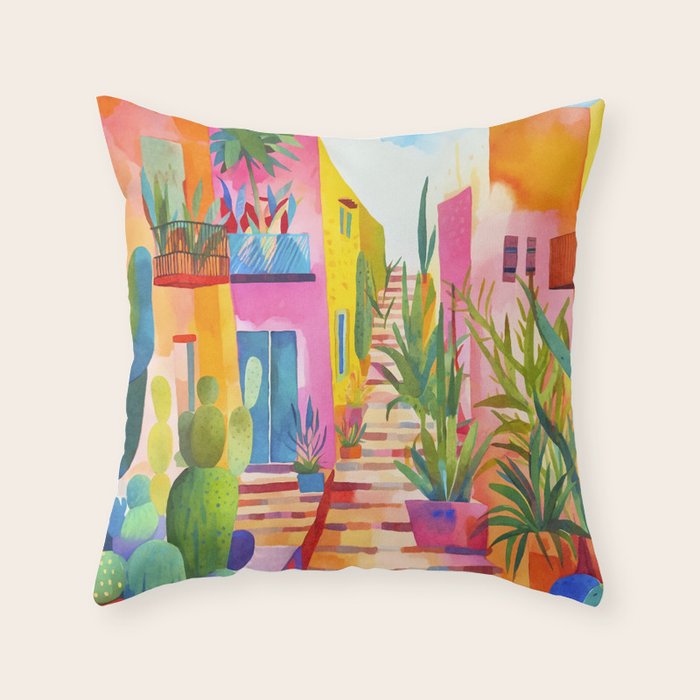 Tropical Caribbean Village Rural Charm Throw Pillow Gallery Image 6