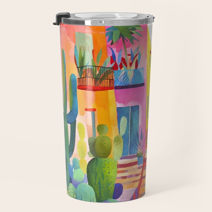 Tropical Caribbean Village Rural Charm Travel Mug Gallery Image 3