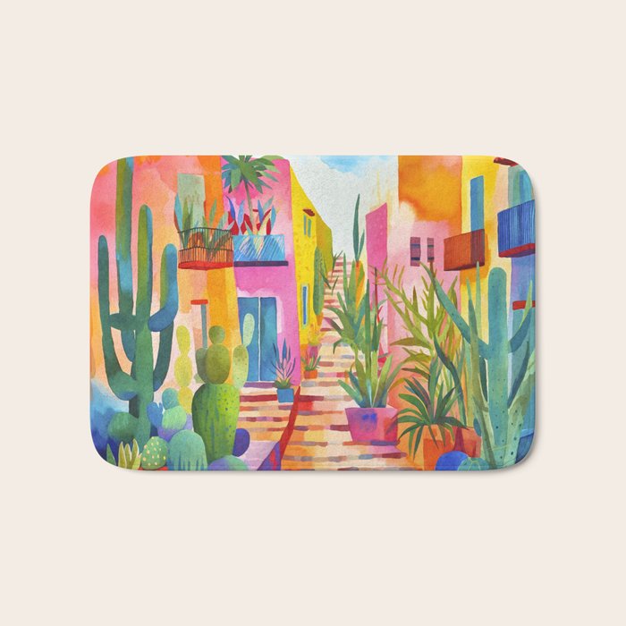 Tropical Caribbean Village Rural Charm Bath Mat Gallery Image 1