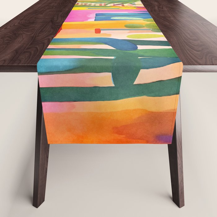 Tropical Caribbean Village Rural Charm Table Runner Gallery Image 1
